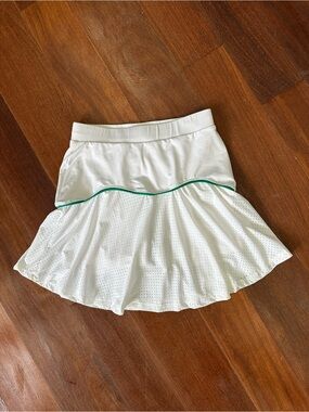 NWT L’Etoile Sport Tennis Skort Active Mini Skirt - White Green Trim Women's XXS